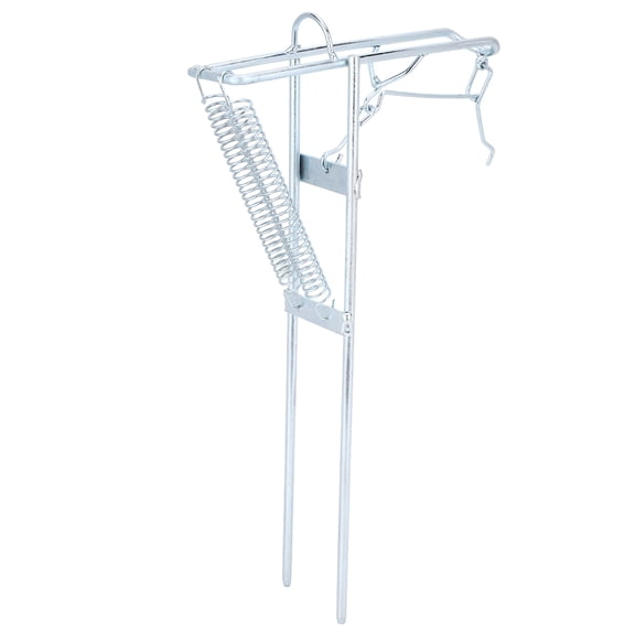 Rupoun Portable Metal Fishing Rod Bracket, Dual Spring Automatic Fishing Pole Holder Stand Accessory with Sharp Stakes (16.9 inches / 43 cm)
