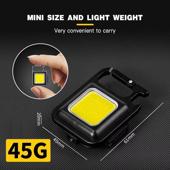 Rupoun Portable Mini LED Flashlight, USB Rechargeable Keychain Work Light with Bottle Opener, Water-Resistant Outdoor Gear for Camping Hiking Fishing (2.4 in / 6.1 cm)
