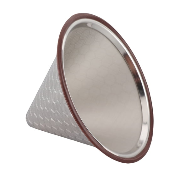 Rupoun Pour Over Coffee Dripper Stainless Steel Reusable Paperless Cone Coffee Filter with Rubber Loop for 1 to 3 Cups (5.12 inches / 13 cm)
