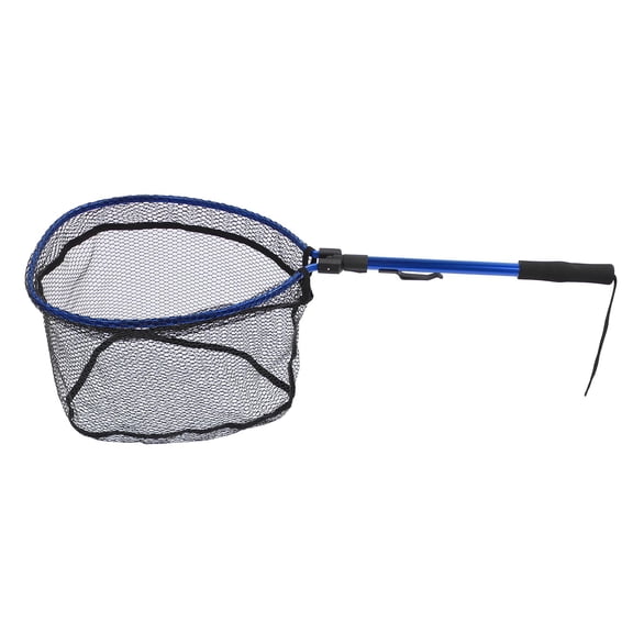Rupoun Premium Aluminum Alloy Floating Fishing Net Fish Landing Net with Rubber Mesh Safe Catch Release Compact Foldable Portable Net 18.1 inches / 46 cm Blue Edition