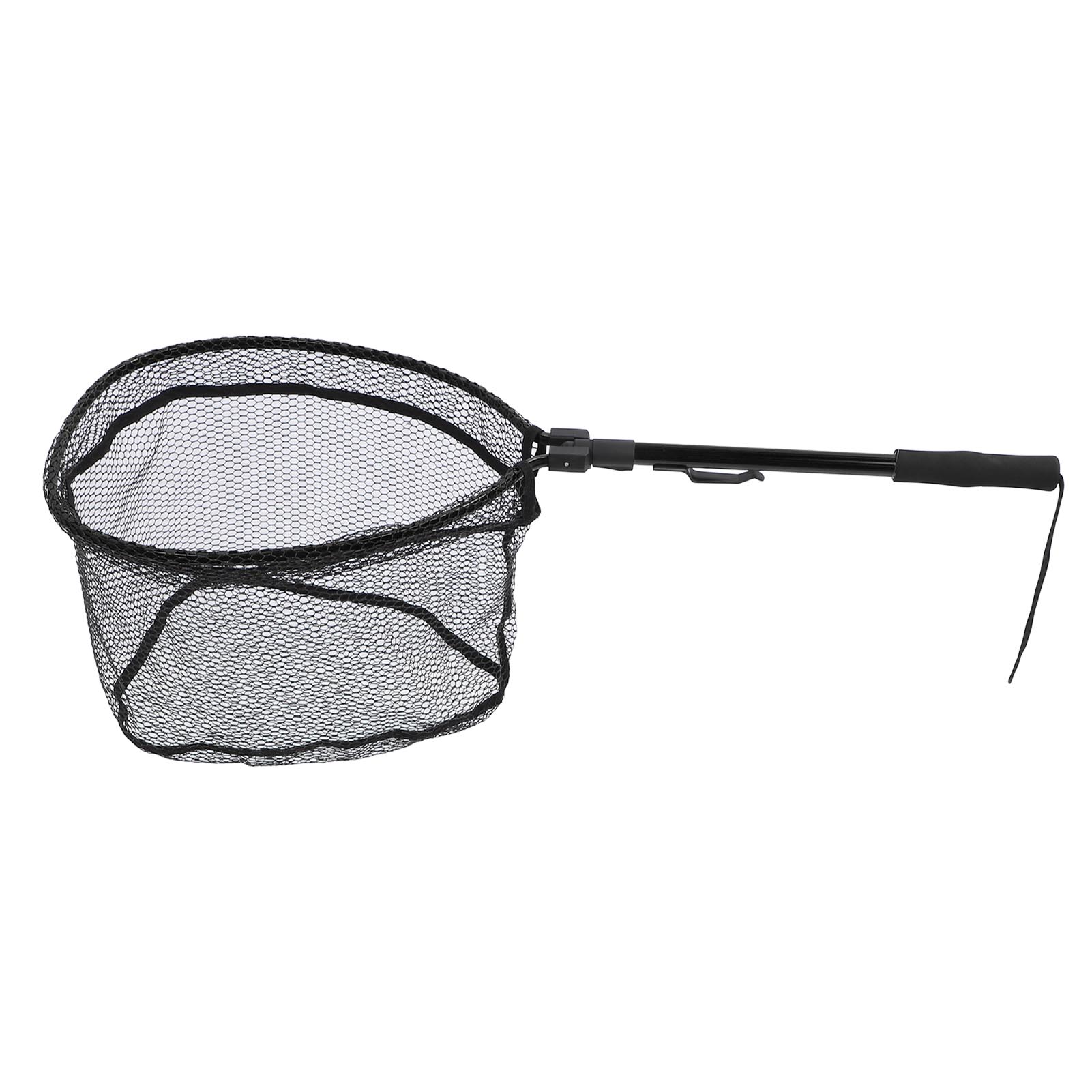 Rupoun Premium Aluminum Alloy Floating Fishing Net Fish Landing Net with Rubber Mesh Safe Catch Release Compact Foldable Portable Net 18.1 inches / 46 cm Black Edition