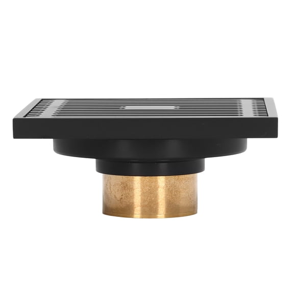 Rupoun Premium Copper Odorproof Shower Floor Drain Set, Large Displacement Black Bathroom Strainer with Hair Filter for Toilet and Balcony, 3.9 x 3.9 inches / 10 x 10 cm, Rust Resistant