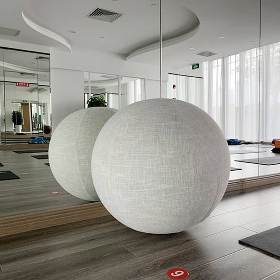 Rupoun Premium Cotton and Linen Yoga Ball Cover 65cm / 25.59 inches, Anti-Dust Washable Exercise Ball Protective Wrap Accessory for Pilates Balance Training and Home Gym Workouts Beige