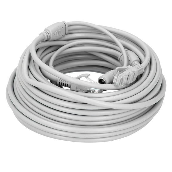 Rupoun Premium Ethernet Cable 2-In-1 Power Supply Networks Cord with RJ45 and DC Connectors for IP Camera NVR CCTV Surveillance System, Stable Data Transmission, 49.2 ft / 15 m