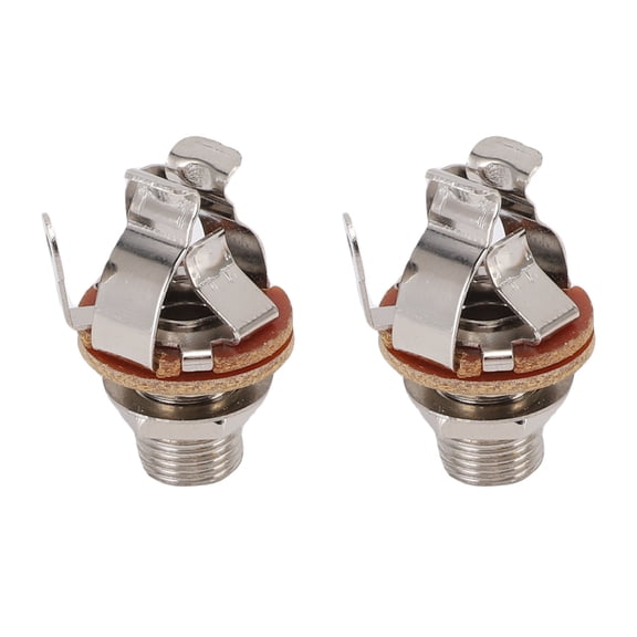 Rupoun Premium Guitar Output Jacks 1/4 Inch 6.35mm Multi Contacts Mono Output Jack Set for Reducing Loose and Buzz Issues, Upgrade Electric Guitar Bass Appearance (Silver, 2 Pack, 1.1 in / 28.1mm)