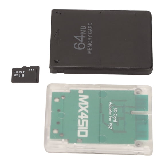 Rupoun Premium Memory Card Reader Adapter MX4SIO SIO2SD Upgrade Kit with 64GB Micro SD Card and FMCB 64MB Game Program Card for PlayStation 2 PS2 Slim Console