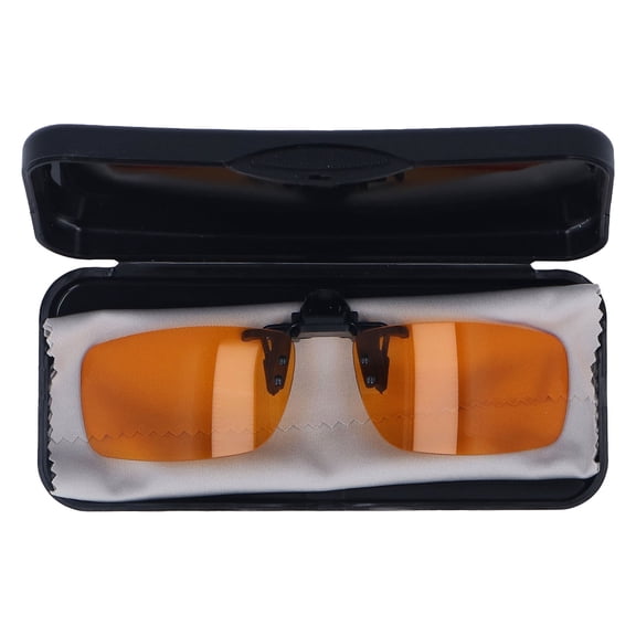 Rupoun Premium Orange Clip On Glasses 180 Degree Vertical Flip Anti Blue Light Computer Eyewear Square Lens for Digital Screen Protection