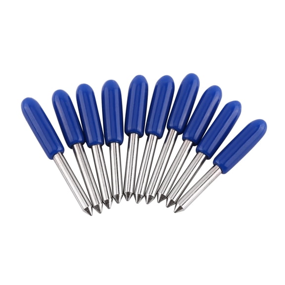 Rupoun Premium Plotter Cutter Knife Cemented Carbide Blade For Vinyl Cutting Lettering 60 Degree Angle Blue Cap High Precision Replacement Parts 10 Pieces