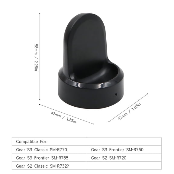 Rupoun Premium Smartwatch Wireless Charging Dock Stand Cradle Replacement Charger Portable Holder Compatible with Gear S-3 Frontier and Gear S-2 Classic Smart Watches, Black (1.85 inches / 4.7 cm)