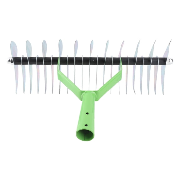 Rupoun Premium Stainless Steel Thatch Rake with Curved Tip Teeth Heavy Duty Lawn Rake for Leaves Dead Grass Removal Garden Cultivator Tool (16.9 inches / 43 cm)