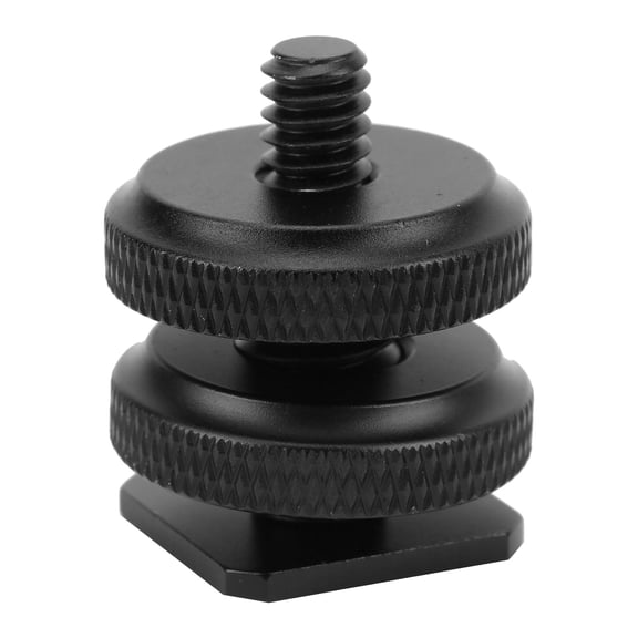 Rupoun Premium Universal Camera Hot Shoe Mount Adapter Dual Layer 1/4 Inch to 3/8 Inch Flash Cold Shoe Bracket with Tightening Locking Rings for DSLR Tripod Flash Light Microphone 1.18 Inches Pack