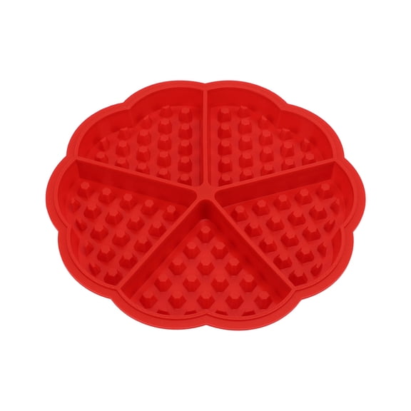 Rupoun Premium Waffle Silicone Mold Safe Elastic Easy Demoulding DIY Baking Tool For Puddings Chocolates Candies Cakes - 5 Grid Heart Shape Design Size 7.08 inches / 18 cm