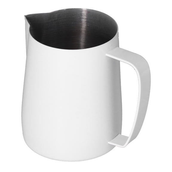 Rupoun Professional 600ML Stainless Steel Milk Frothing Pitcher, PTFE Coated Coffee Steaming Cup with Precision Pointed Spout for Espresso Latte Art, White (20.3 fl oz / 600 ml)