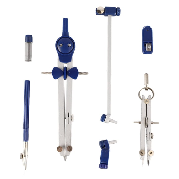 Rupoun Professional Compass Geometry Set, Extensible Zinc Alloy Math Compass Set with Extension Beam and Shatterproof Storage Box for School Office Drawing, 8.7 x 3.9 x 0.8 Inches