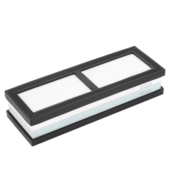 Rupoun Professional Double Sided Sharpening Water Stone 1000 4000 Grit Premium White Corundum Whetstone Knife Sharpener with Non-Slip Silicone Base for Kitchen Sushi Knives 7.09x2.36x1.10 Inches
