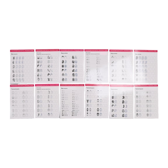 Rupoun Professional Nail Training Mat Stereograph Washable Reusable Multi Nail Shapes 12 Modes Nail Art Practice Sheet for Nail Artists and Beginners (9.05 x 6.69 inches / 23.0 x 17.0 cm)