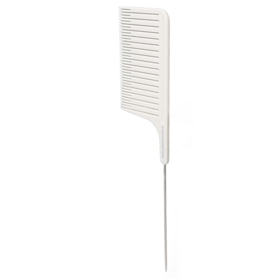 Rupoun Professional Rat Tail Hair Comb for Sectioning and Styling, Stainless Steel Pintail Teasing Comb for Salon Hair Stylists, Anti-Static Hair Dye Highlight Comb Tool, White (8.27 in / 21 cm)