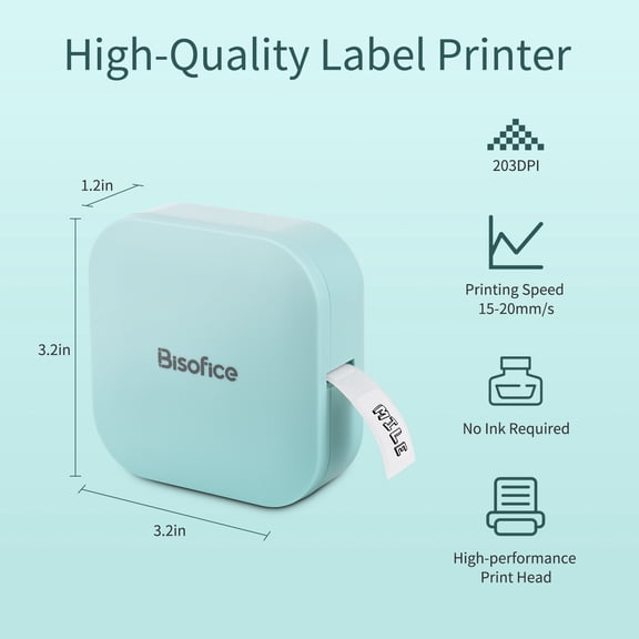 Rupoun Q30 Mini Pocket Thermal Label Maker Machine, Bluetooth Inkless Sticker Printer for Smartphone, Includes 1 Roll, Green (3.2 x 3.2 in / 8.1 x 8.1 cm)