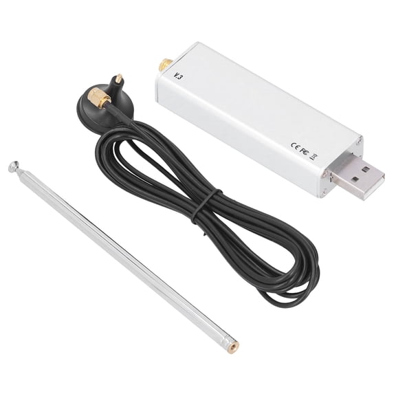 Rupoun RTLSDR R820T2 V3 RTL2832U Software Defined Radio Receiver Kit with Telescopic Antenna Base Smart HF Bundle Aluminum Housing Passive Heat Dissipation