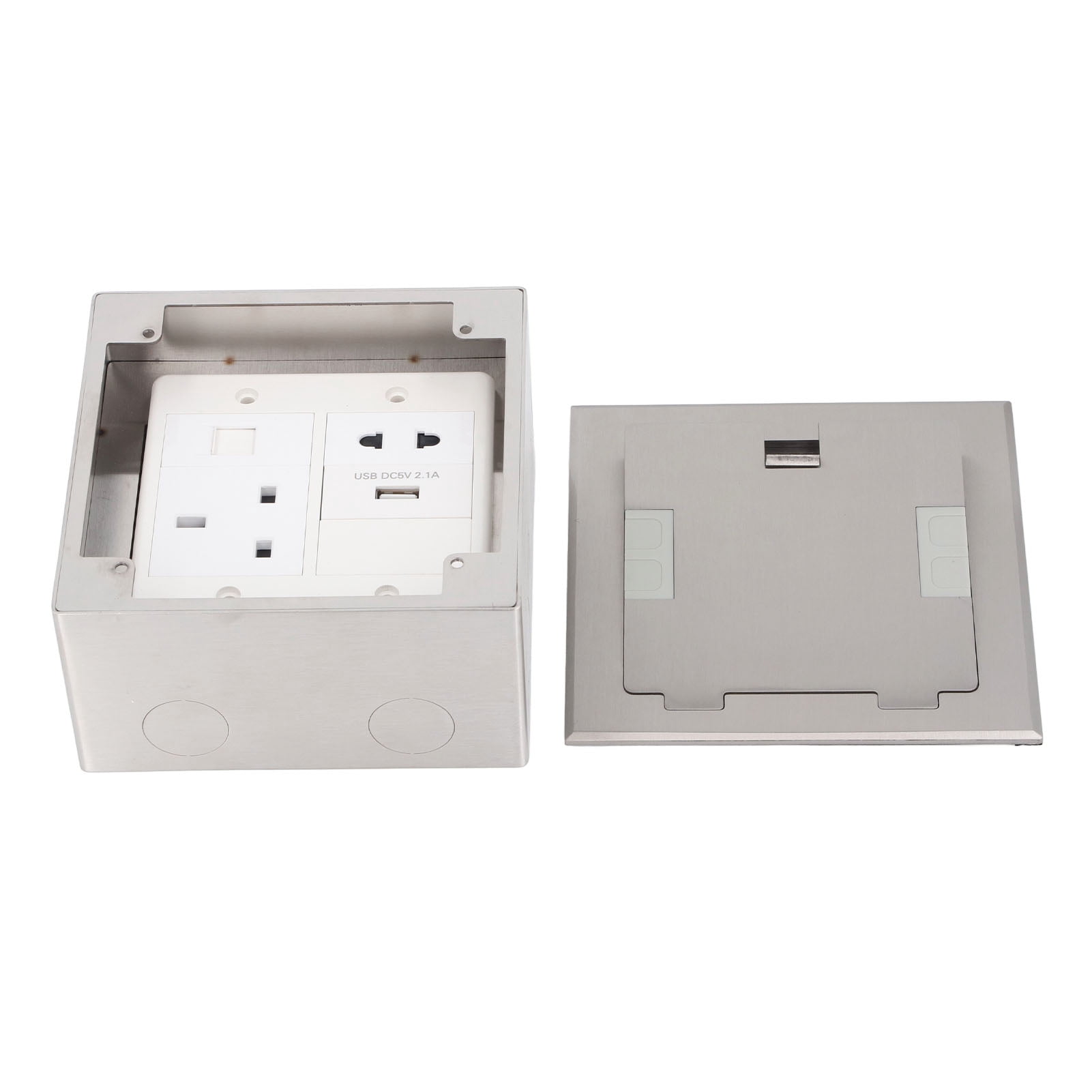 Rupoun Recessed Floor Outlet Box Silver Stainless Steel 3 Prong ...