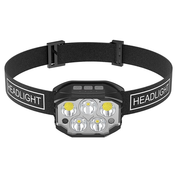 Rupoun Rechargeable LED Headlamp, High Brightness Motion Sensor Flashlight for Fishing and Camping, 1000mAh Built-in Battery, 1 Pack (3.15 inches / 8.00 cm)