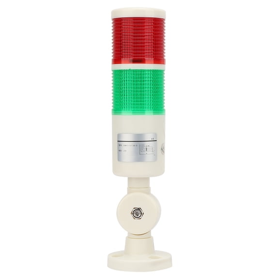 Rupoun Red & Green CNC Machine Warning LED Indicator Alarm Signal Light with Buzzer Sound, 24V Flashing Beacon, Foldable Base Mount, 1 Count