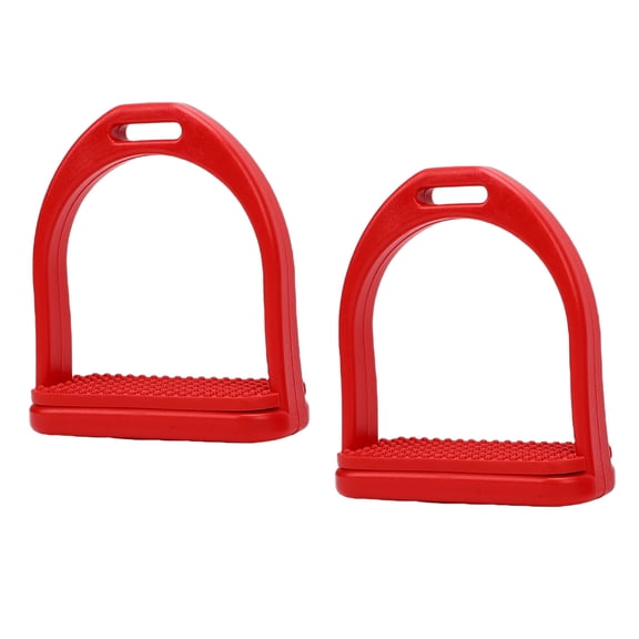 Rupoun Red Horse Riding Stirrups Non Slip Rubber Tread Safety Equestrian Saddle Foot Rests for Training Practice Small Size Lightweight Plastic