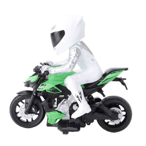 Rupoun Remote Control Motorcycle High Speed RC Stunt Motorcycle with Figure Lights and Rechargeable Battery, Electric Racing Car Model Toy for Gaming Competition Green, 10 inches / 25.4 cm