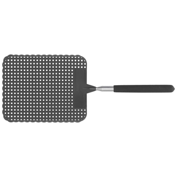Rupoun Retractable Plastic Fly Swatter, Telescopic Mosquito Racket with Stainless Steel Rod for Home Office Pest Control, Black Color, 11.8 inches / 30 cm