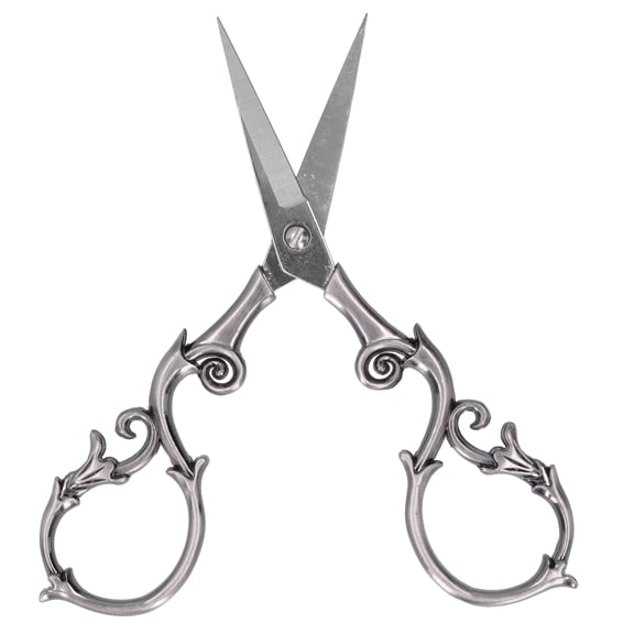 Rupoun Retro Scissors Stainless Steel Gourd Shape DIY Vintage Small Embroidery Cutting Tools Gray Silver, 5.91 inches / 15 cm