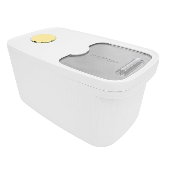 Rupoun Rice Container Airtight 22lbs / 10kg Large Capacity Rice Storage Bin with Transparent Window for Flour Sugar Grains White, 15.6 inches / 39.5 cm