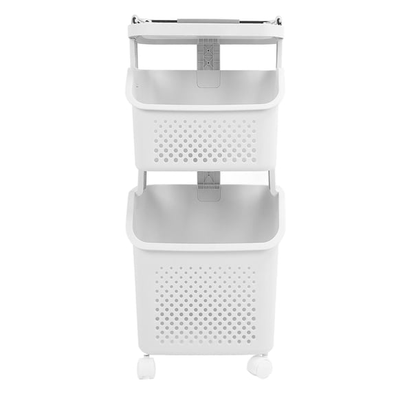 Rupoun Rolling Laundry Hamper – 4‑Wheel PP ABS Shelf, 2‑Layer, Stackable, Breathable, Heavy‑Duty Kitchen & Bathroom Organizer