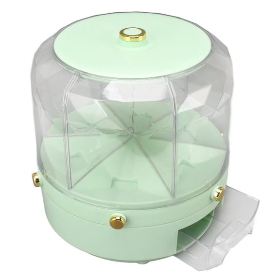 Rupoun Rotatable Grains Storage Box 6 Grid Rotating Rice Dispenser 6KG Capacity Dry Food Container Bucket For Household Kitchen Pantry Organization Green Color 9.8 inches / 25 cm Diameter