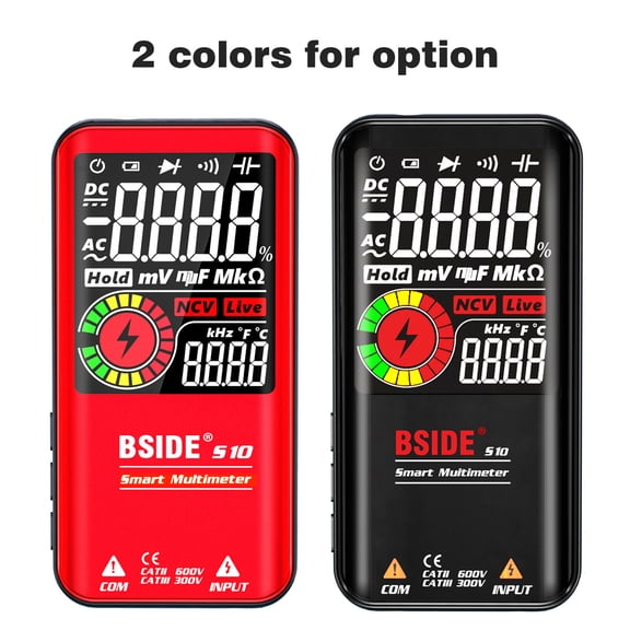 Rupoun S10 Digital Multimeter 9999 Counts Smart AC/DC Voltmeter Ohmmeter Color LCD Display NCV Continuity Tester with Flashlight Data Hold (5.65 x 2.79 x 0.62 inches / 14.3 * 70.9 * 15.7 mm)