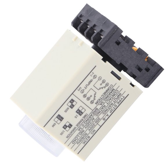 Rupoun ST3PA-B 0-10S Power On Delay Timer Relay Knob Control Time Relay with Base AC 220V for Automated Control Circuit Remote Communication Mechatronics Water Dust Proof Plastic Case