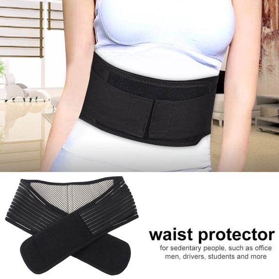 Rupoun Self Heating Waist Support Belt Breathable Lumbar Brace for Herniated Disc, Back Pain Relief & Muscle Strain, Adjustable Hook & Loop Design (102 x 14.5cm / 40.15 x 5.71 inches, Black, L)