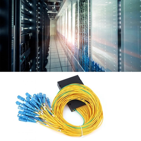 Rupoun Singlemode Fiber Optic Cable Splitter 1x32 PLC Module SC/UPC Interface, 9.06 inches / 23 cm Length, Premium Network Optic Splitter Equipment, Black