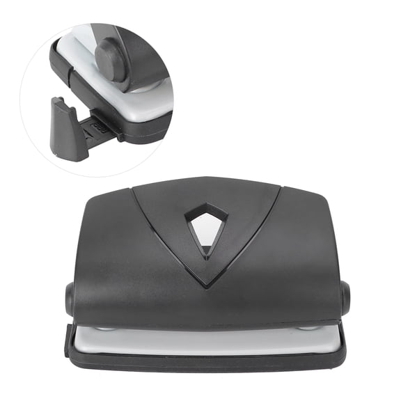 Rupoun Small Plastic Adjustable Positioning 2-Hole Punching Machine for Stationery Binding, Office Paper Organizer Tool in Sleek Black (5.12 inches / 13 cm)