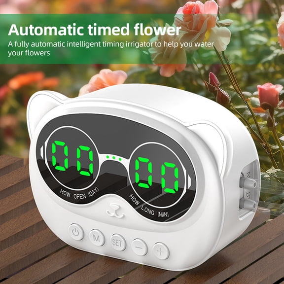 Rupoun Smart Automatic Watering System Plant Waterer for 10 Potted Plants 1000ml Flow Waterproof DIY Drip Irrigation Kit with LED Display Programmable Timer (3.9 inches / 10 cm)