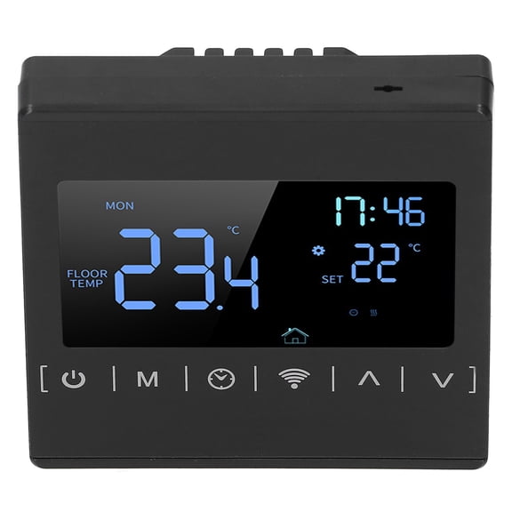 Rupoun Smart Floor Heating Controller Touch Screen Wifi Programmable Thermostat For Home Improvement And Industrial Supplies Black High Power 16A Digital Display Temperature Controller 110-240V