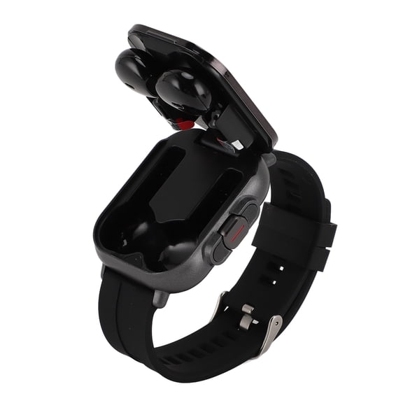 Rupoun Smart Watch with Earbuds 2.01 Inch Touch Screen Display Silicone Band Wireless Headset Fitness Activity Tracker Watch for iOS and Android Smartphones Black