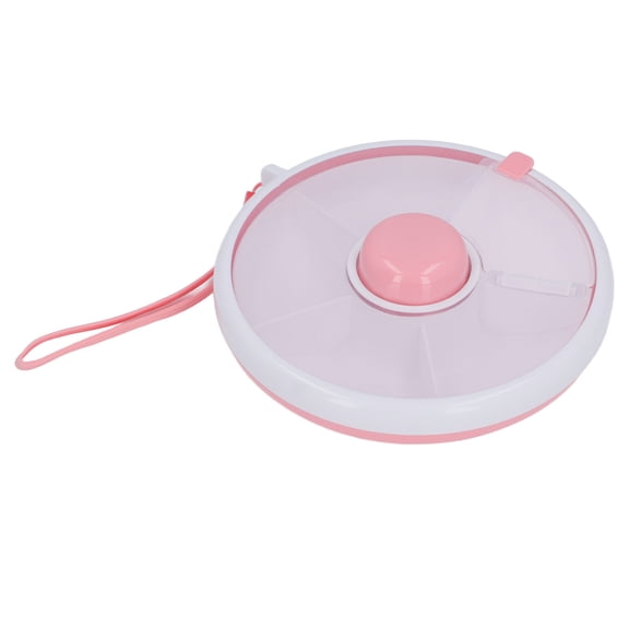 Rupoun Snack Container Round Rotating Divided Portable Storage Box for Outdoor Pink 7.48 inches / 19 cm