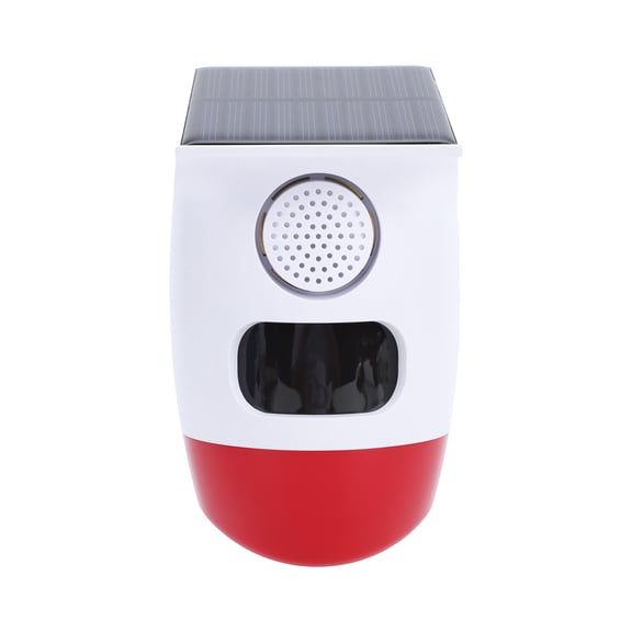 Rupoun Solar Alarm Siren with Motion Sensor 120dB Loud Sound Outdoor Indoor Security System Wireless Infrared Detector Remote Control Waterproof Home Protection Device 39.4ft Range