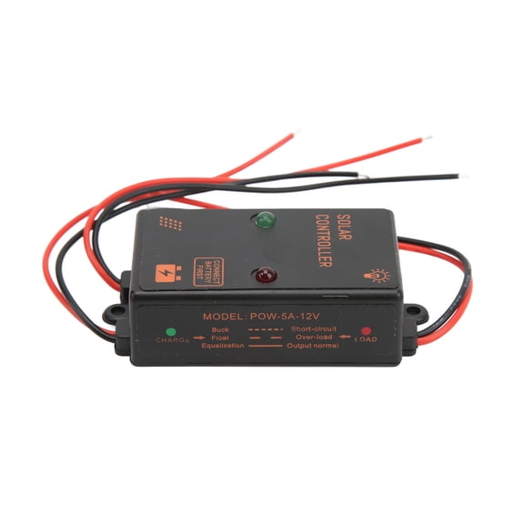 Rupoun Solar Panel Charge Controller IP67 Waterproof 24H Work PWM Controller 5A 6V 12V Auto Adjustment Mini Outdoor Renewable Energy Regulator 9.00 inches / 22.86 cm Black