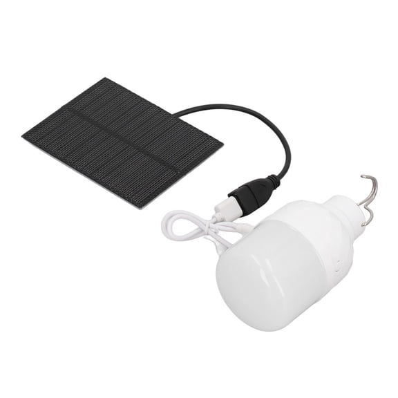 Rupoun Solar Powered LED Bulb 40W 5000K 1500lm Portable LED Light Bulb with 3W 5V Solar Panel for Camping Fishing Hiking, 5.91 inches / 15 cm