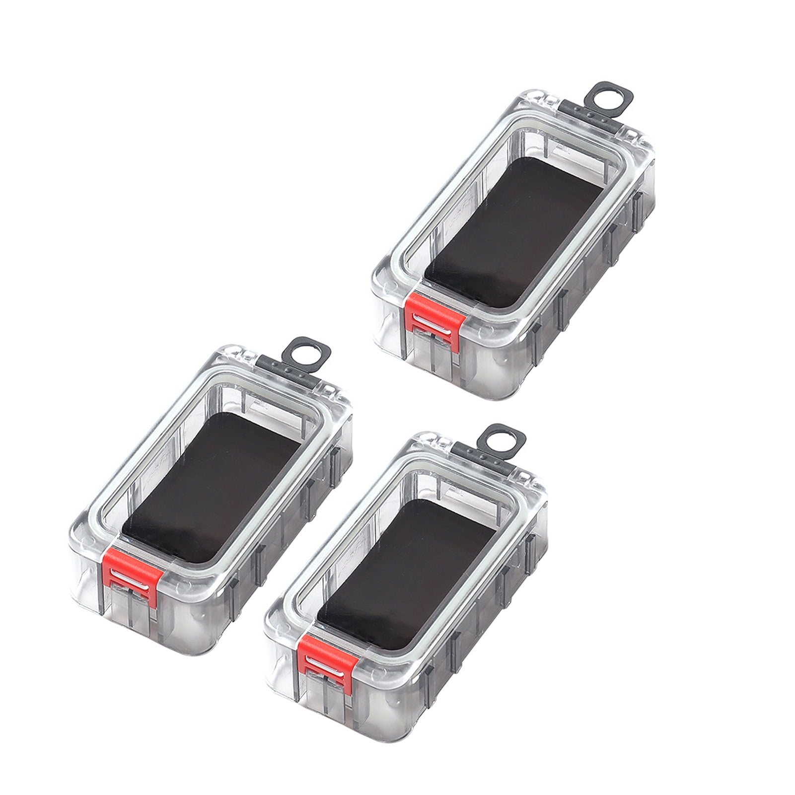 Rupoun Spliceable Night Glow Fishing Tackle Box, Magnetic Waterproof Lure Bait Organizer Tool Container for Outdoors (Black Red, 3 Pieces, 5.12x3.15x1.18 inches / 13x8x3 cm)