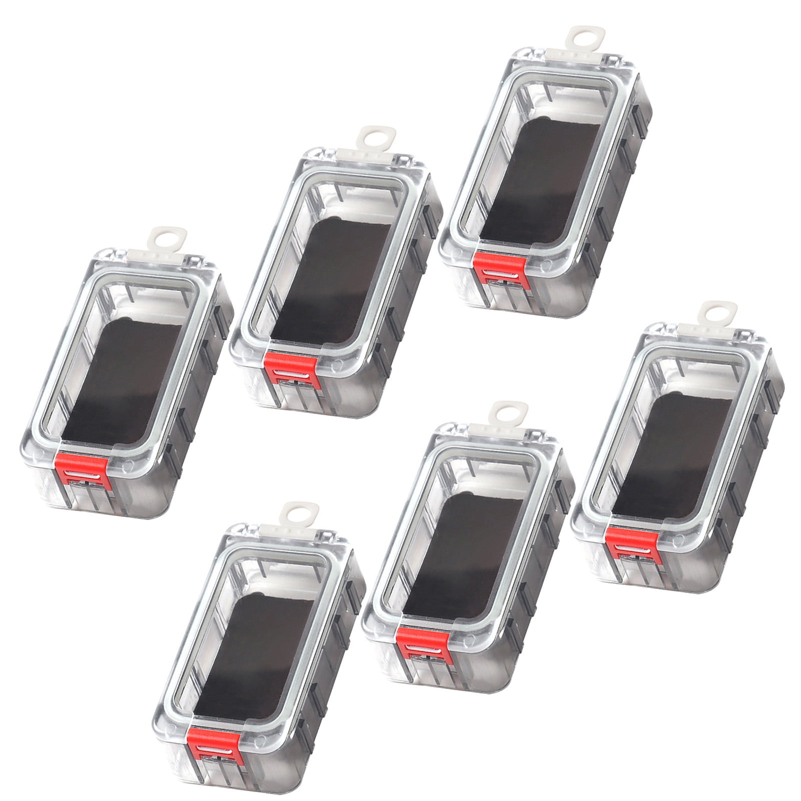 Rupoun Spliceable Night Glow Fishing Tackle Box, Magnetic Waterproof Lure Bait Organizer Tool Container for Outdoors (Red White, 6 Pieces, 5.12x3.15x2.36 inches / 13x8x6 cm)