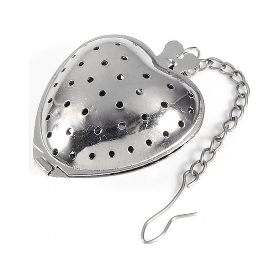 Rupoun Stainless Steel Loose Tea Infuser Leaf Strainer Diffuser with Love Heart Chain for Herbal Spice, Silver