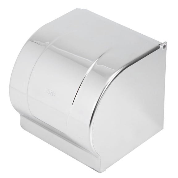 Rupoun Stainless Steel Toilet Paper Holder, Waterproof Bathroom Roll Paper Storage Rack Box, Bright Square Wall-Mounted Tissue Dispenser Accessories (4.9 inches / 12.5 cm)