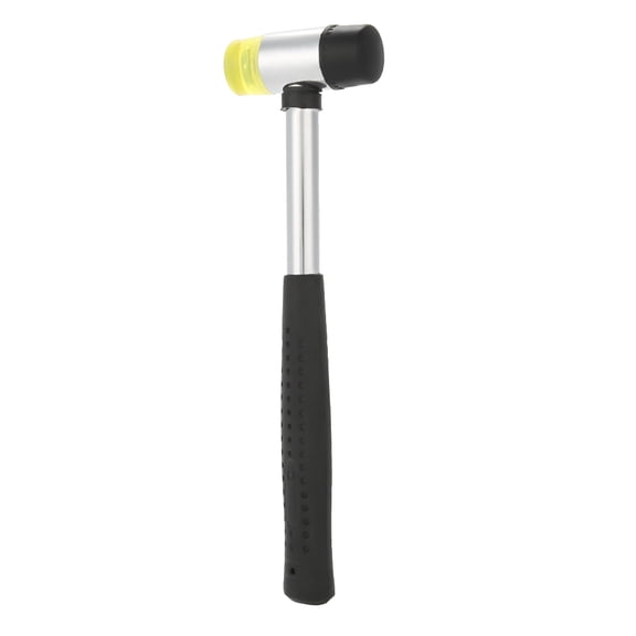 Rupoun Steel Handle 25mm 0.98 inch Hammer Head Multi functional Hand Tool Double Face Rubber Mallet Soft Translucent Polyurethane Head